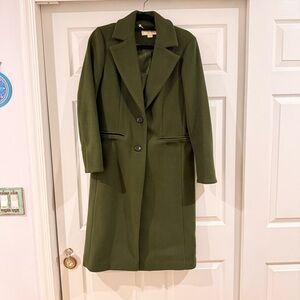 Michael Kors Dark Green Single Breasted Pea Coat